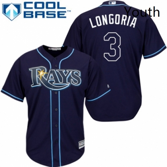 Youth Majestic Tampa Bay Rays 3 Evan Longoria Replica Navy Blue Alternate Cool Base MLB Jersey Youth Majestic Tampa Bay Rays 3 Evan Longoria Replica Navy Blue Alternate Cool Base MLB Jersey
