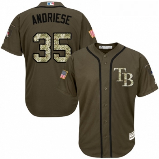 Youth Majestic Tampa Bay Rays 35 Matt Andriese Authentic Green Salute to Service MLB Jersey Youth Majestic Tampa Bay Rays 35 Matt Andriese Authentic Green Salute to Service MLB Jersey