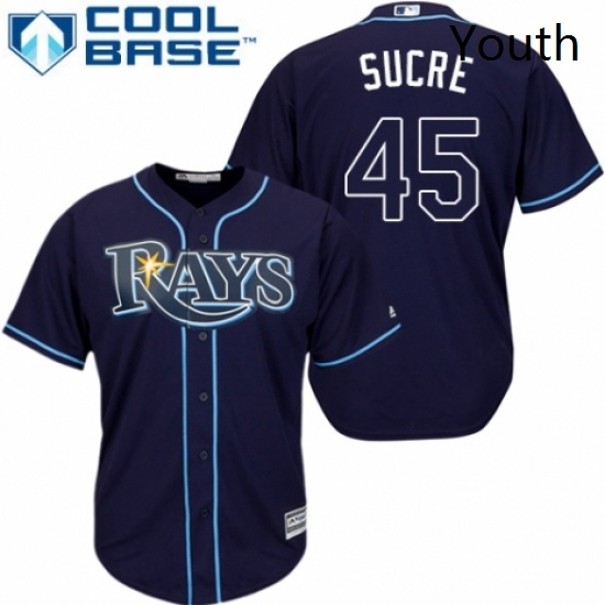 Youth Majestic Tampa Bay Rays 45 Jesus Sucre Replica Navy Blue Alternate Cool Base MLB Jersey Youth Majestic Tampa Bay Rays 45 Jesus Sucre Replica Navy Blue Alternate Cool Base MLB Jersey