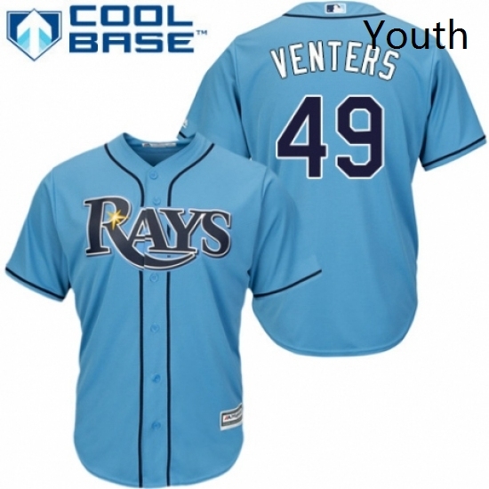 Youth Majestic Tampa Bay Rays 49 Jonny Venters Replica Light Blue Alternate 2 Cool Base MLB Jersey Youth Majestic Tampa Bay Rays 49 Jonny Venters Replica Light Blue Alternate 2 Cool Base MLB Jersey
