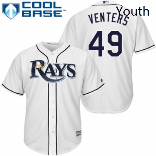 Youth Majestic Tampa Bay Rays 49 Jonny Venters Replica White Home Cool Base MLB Jersey Youth Majestic Tampa Bay Rays 49 Jonny Venters Replica White Home Cool Base MLB Jersey