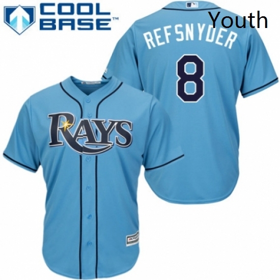 Youth Majestic Tampa Bay Rays 8 Rob Refsnyder Replica Light Blue Alternate 2 Cool Base MLB Jersey Youth Majestic Tampa Bay Rays 8 Rob Refsnyder Replica Light Blue Alternate 2 Cool Base MLB Jersey