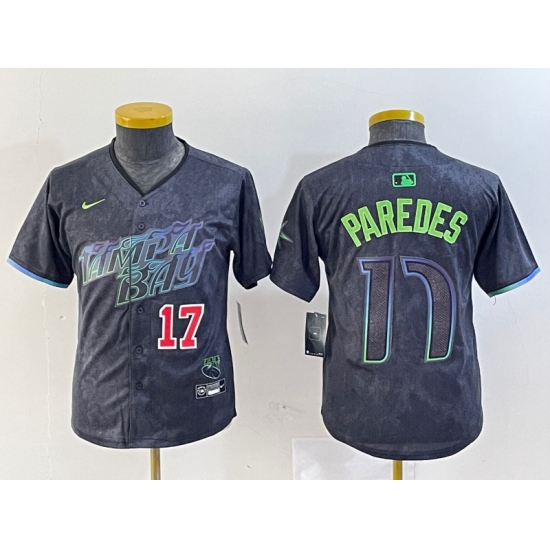 Youth Tampa Bay Rays 17 Isaac Paredes Charcoal 2024 City Connect Limited Stitched Baseball Jersey 2 Youth Tampa Bay Rays 17 Isaac Paredes Charcoal 2024 City Connect Limited Stitched Baseball Jersey 2