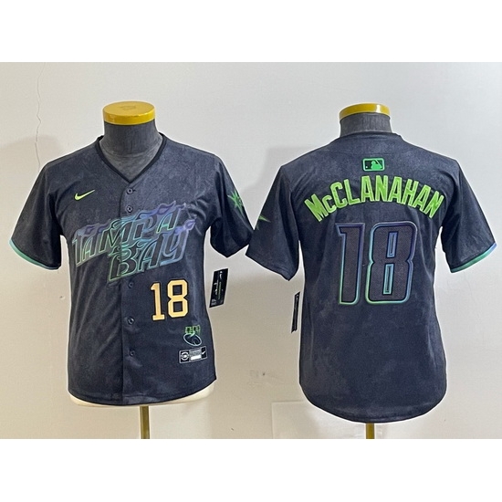 Youth Tampa Bay Rays 18 Shane McClanahan Charcoal 2024 City Connect Limited jerseys 3 Youth Tampa Bay Rays 18 Shane McClanahan Charcoal 2024 City Connect Limited jerseys 3