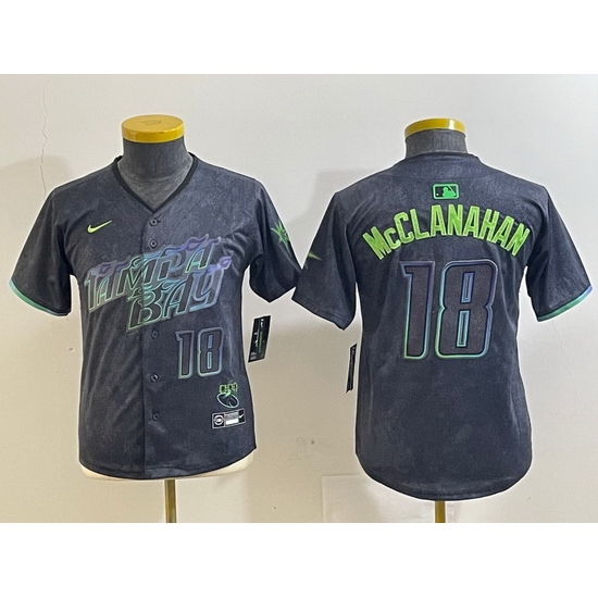 Youth Tampa Bay Rays 18 Shane McClanahan Charcoal 2024 City Connect Limited jerseys 5 Youth Tampa Bay Rays 18 Shane McClanahan Charcoal 2024 City Connect Limited jerseys 5