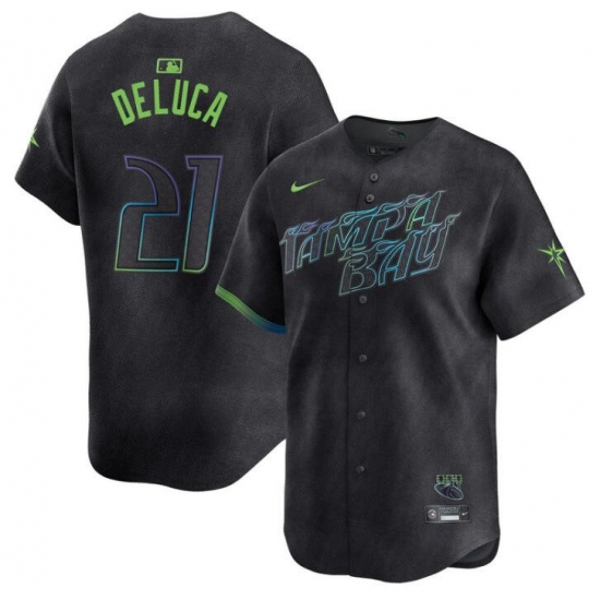 Youth Tampa Bay Rays 21 Jonny DeLuca Charcoal 2024 City Connect Limited Stitched Baseball Jersey Youth Tampa Bay Rays 21 Jonny DeLuca Charcoal 2024 City Connect Limited Stitched Baseball Jersey