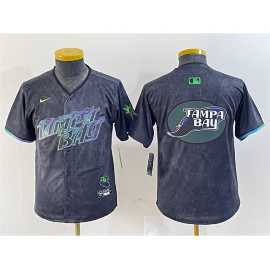 Youth Tampa Bay Rays Team Big Logo Charcoal 2024 City Connect Limited Stitched Baseball Jersey Youth Tampa Bay Rays Team Big Logo Charcoal 2024 City Connect Limited Stitched Baseball Jersey