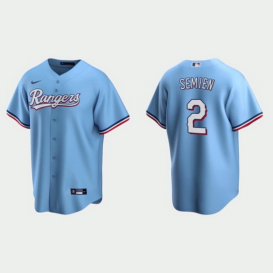 Men Texas Rangers 2 Marcus Semien Light Blue Cool Base Stitched Baseball jersey Men Texas Rangers 2 Marcus Semien Light Blue Cool Base Stitched Baseball jersey