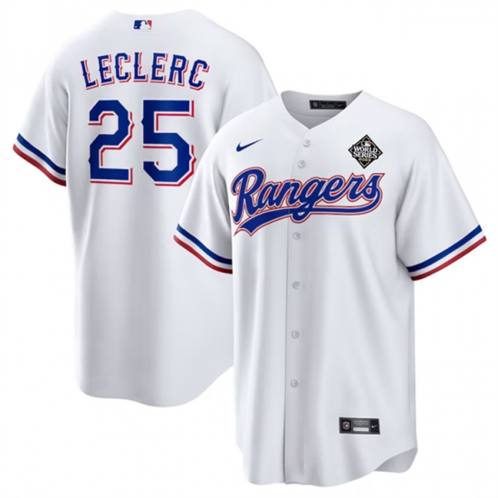 Men Texas Rangers 25 Jos E9 Leclerc White 2023 World Series Stitched Baseball Jersey Men Texas Rangers 25 Jos E9 Leclerc White 2023 World Series Stitched Baseball Jersey