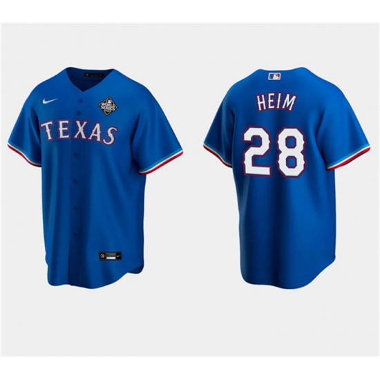 Men Texas Rangers 28 Jonah Heim Royal 2023 World Series Stitched Baseball Jersey Men Texas Rangers 28 Jonah Heim Royal 2023 World Series Stitched Baseball Jersey