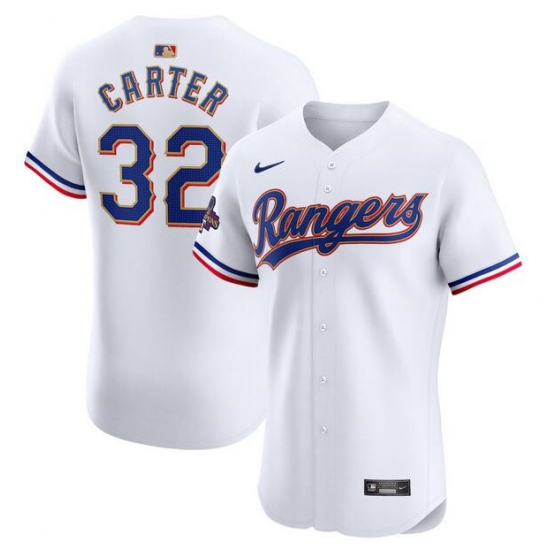 Men Texas Rangers 32 Evan Carter White 2024 Gold Collection Flex Base Stitched Baseball Jersey Men Texas Rangers 32 Evan Carter White 2024 Gold Collection Flex Base Stitched Baseball Jersey