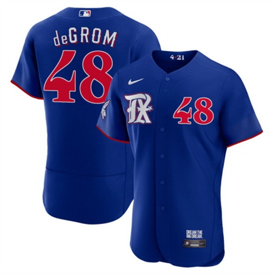 Men Texas Rangers 48 Jacob DeGrom Royal 2023 City Connect Flex Base Stitched Baseball Jersey Men Texas Rangers 48 Jacob DeGrom Royal 2023 City Connect Flex Base Stitched Baseball Jersey