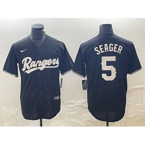 Men Texas Rangers 5 Corey Seager Black Cool Base Stitched Baseball Jersey Men Texas Rangers 5 Corey Seager Black Cool Base Stitched Baseball Jersey