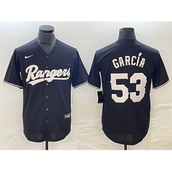 Men Texas Rangers 53 Adolis Garc EDa Black Cool Base Stitched Baseball Jersey Men Texas Rangers 53 Adolis Garc EDa Black Cool Base Stitched Baseball Jersey