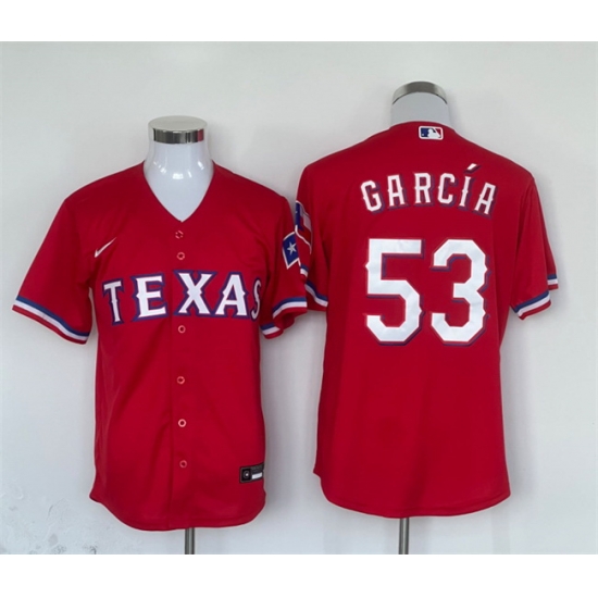 Men Texas Rangers 53 Adolis Garc EDa Red With Patch Cool Base Stitched Baseball Jersey Men Texas Rangers 53 Adolis Garc EDa Red With Patch Cool Base Stitched Baseball Jersey