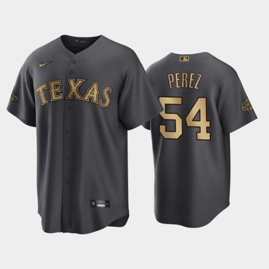 Men Texas Rangers 54 Martin Perez 2022 All Star Charcoal Cool Base Stitched Baseball Jersey Men Texas Rangers 54 Martin Perez 2022 All Star Charcoal Cool Base Stitched Baseball Jersey
