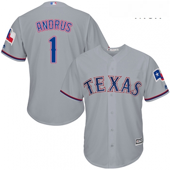 Mens Majestic Texas Rangers 1 Elvis Andrus Replica Grey Road Cool Base MLB Jersey Mens Majestic Texas Rangers 1 Elvis Andrus Replica Grey Road Cool Base MLB Jersey