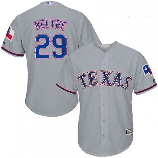 Mens Majestic Texas Rangers 29 Adrian Beltre Replica Grey Road Cool Base MLB Jersey