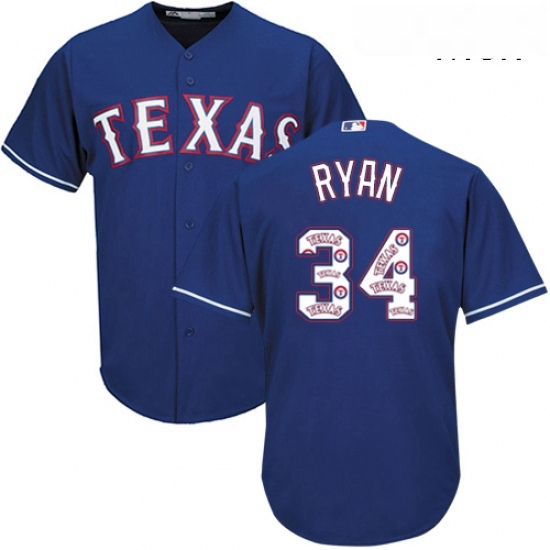 Mens Majestic Texas Rangers 34 Nolan Ryan Authentic Royal Blue Team Logo Fashion Cool Base MLB Jersey Mens Majestic Texas Rangers 34 Nolan Ryan Authentic Royal Blue Team Logo Fashion Cool Base MLB Jersey