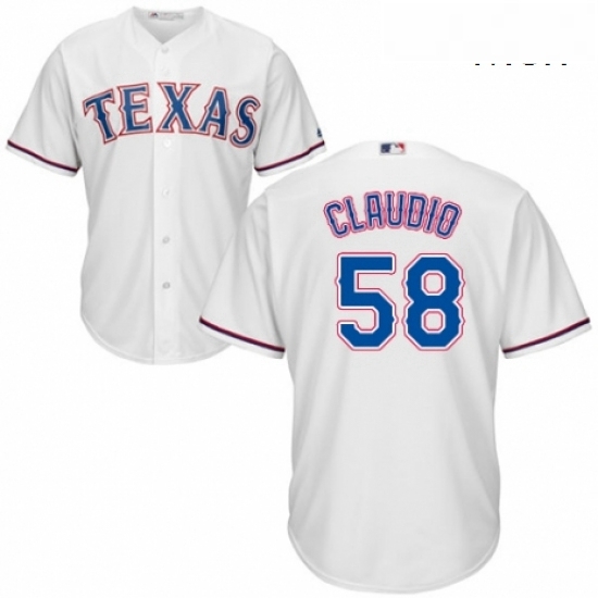 Mens Majestic Texas Rangers 58 Alex Claudio Replica White Home Cool Base MLB Jersey Mens Majestic Texas Rangers 58 Alex Claudio Replica White Home Cool Base MLB Jersey