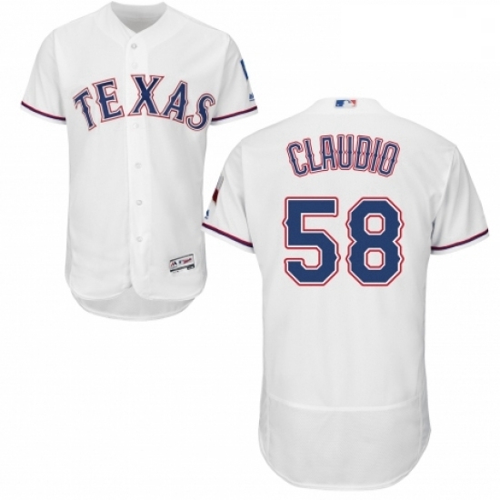 Mens Majestic Texas Rangers 58 Alex Claudio White Home Flex Base Authentic Collection MLB Jersey Mens Majestic Texas Rangers 58 Alex Claudio White Home Flex Base Authentic Collection MLB Jersey