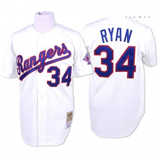 Mens Mitchell and Ness Texas Rangers 34 Nolan Ryan Replica White Throwback MLB Jersey Mens Mitchell and Ness Texas Rangers 34 Nolan Ryan Replica White Throwback MLB Jersey