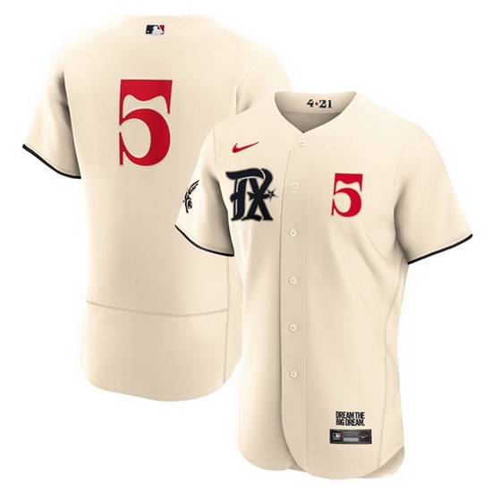 Men's Texas Rangers #5 Corey Seager Cream 2023 City Connect Flex Base Stitched Baseball Jersey Men's Texas Rangers #5 Corey Seager Cream 2023 City Connect Flex Base Stitched Baseball Jersey