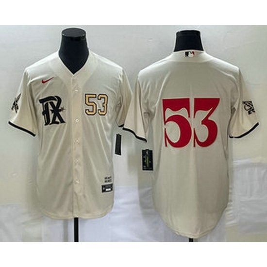 Men's Texas Rangers #53 Adolis Garcia Number Cream 2023 City Connect Cool Base Stitched Jersey1 Men's Texas Rangers #53 Adolis Garcia Number Cream 2023 City Connect Cool Base Stitched Jersey1