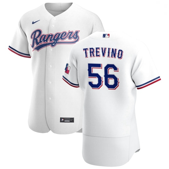 Texas Rangers 56 Jose Trevino Men Nike White Home 2020 Authentic Player MLB Jersey Texas Rangers 56 Jose Trevino Men Nike White Home 2020 Authentic Player MLB Jersey
