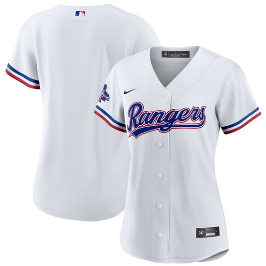 Women Texas Rangers Blank White 2023 World Series Champions Stitched Baseball Jersey 28Run Small 29 Women Texas Rangers Blank White 2023 World Series Champions Stitched Baseball Jersey 28Run Small 29