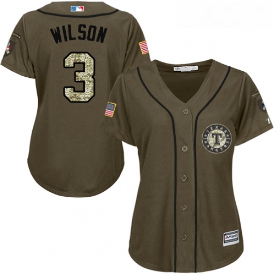 Womens Majestic Texas Rangers 3 Russell Wilson Authentic Green Salute to Service MLB Jersey Womens Majestic Texas Rangers 3 Russell Wilson Authentic Green Salute to Service MLB Jersey