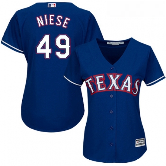 Womens Majestic Texas Rangers 49 Jon Niese Replica Royal Blue Alternate 2 Cool Base MLB Jersey Womens Majestic Texas Rangers 49 Jon Niese Replica Royal Blue Alternate 2 Cool Base MLB Jersey