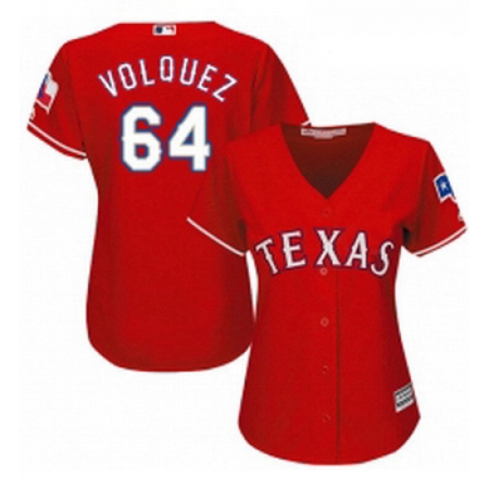 Womens Majestic Texas Rangers 64 Edinson Volquez Authentic Red Alternate Cool Base MLB Jersey Womens Majestic Texas Rangers 64 Edinson Volquez Authentic Red Alternate Cool Base MLB Jersey