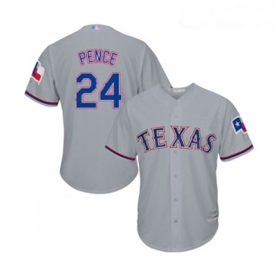 Youth Texas Rangers 24 Hunter Pence Replica Grey Road Cool Base Baseball Jersey 