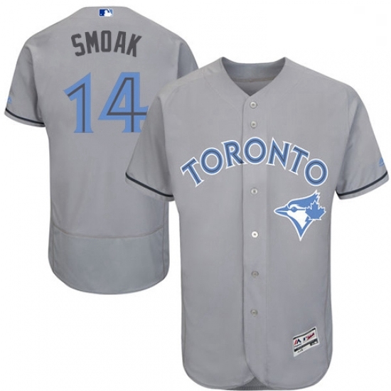 Mens Majestic Toronto Blue Jays 14 Justin Smoak Authentic Gray 2016 Fathers Day Fashion Flex Base MLB Jersey Mens Majestic Toronto Blue Jays 14 Justin Smoak Authentic Gray 2016 Fathers Day Fashion Flex Base MLB Jersey
