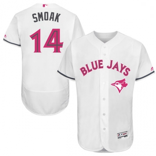 Mens Majestic Toronto Blue Jays 14 Justin Smoak Authentic White 2016 Mothers Day Fashion Flex Base MLB Jersey Mens Majestic Toronto Blue Jays 14 Justin Smoak Authentic White 2016 Mothers Day Fashion Flex Base MLB Jersey