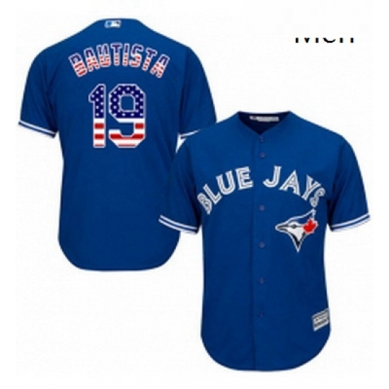 Mens Majestic Toronto Blue Jays 19 Jose Bautista Authentic Royal Blue USA Flag Fashion MLB Jersey Mens Majestic Toronto Blue Jays 19 Jose Bautista Authentic Royal Blue USA Flag Fashion MLB Jersey