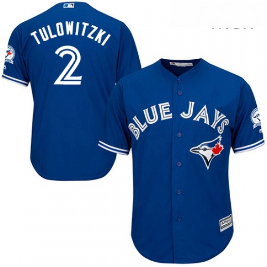 Mens Majestic Toronto Blue Jays 2 Troy Tulowitzki Replica Blue Alternate 40th Anniversary Patch MLB Jersey Mens Majestic Toronto Blue Jays 2 Troy Tulowitzki Replica Blue Alternate 40th Anniversary Patch MLB Jersey