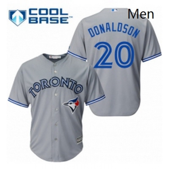 Mens Majestic Toronto Blue Jays 20 Josh Donaldson Replica Grey Road MLB Jersey Mens Majestic Toronto Blue Jays 20 Josh Donaldson Replica Grey Road MLB Jersey