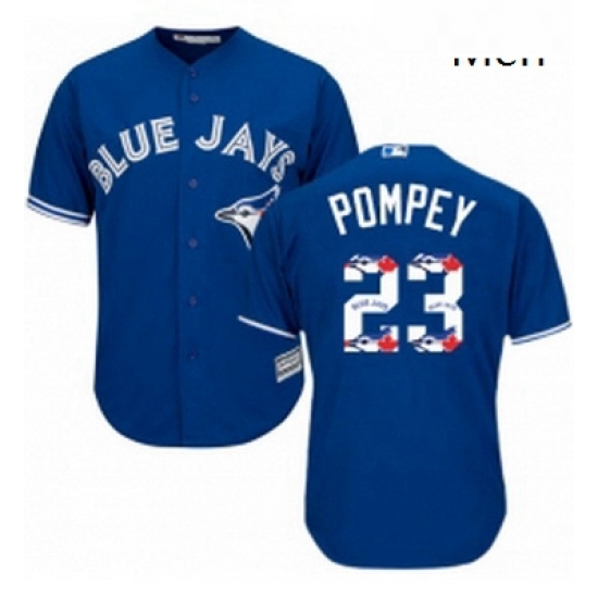 Mens Majestic Toronto Blue Jays 23 Dalton Pompey Authentic Blue Team Logo Fashion MLB Jersey Mens Majestic Toronto Blue Jays 23 Dalton Pompey Authentic Blue Team Logo Fashion MLB Jersey