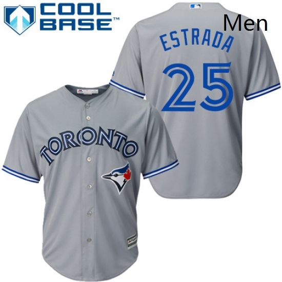 Mens Majestic Toronto Blue Jays 25 Marco Estrada Replica Grey Road MLB Jersey Mens Majestic Toronto Blue Jays 25 Marco Estrada Replica Grey Road MLB Jersey
