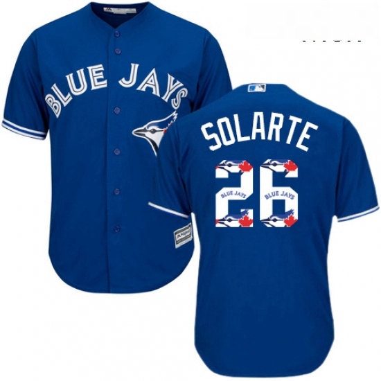 Mens Majestic Toronto Blue Jays 26 Yangervis Solarte Authentic Blue Team Logo Fashion MLB Jersey Mens Majestic Toronto Blue Jays 26 Yangervis Solarte Authentic Blue Team Logo Fashion MLB Jersey