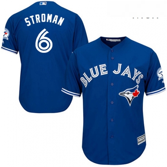 Mens Majestic Toronto Blue Jays 6 Marcus Stroman Replica Blue Alternate 40th Anniversary Patch MLB Jersey Mens Majestic Toronto Blue Jays 6 Marcus Stroman Replica Blue Alternate 40th Anniversary Patch MLB Jersey