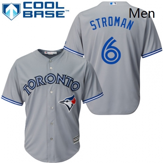 Mens Majestic Toronto Blue Jays 6 Marcus Stroman Replica Grey Road MLB Jersey Mens Majestic Toronto Blue Jays 6 Marcus Stroman Replica Grey Road MLB Jersey