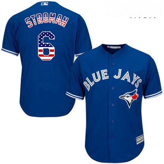 Mens Majestic Toronto Blue Jays 6 Marcus Stroman Replica Royal Blue USA Flag Fashion MLB Jersey Mens Majestic Toronto Blue Jays 6 Marcus Stroman Replica Royal Blue USA Flag Fashion MLB Jersey