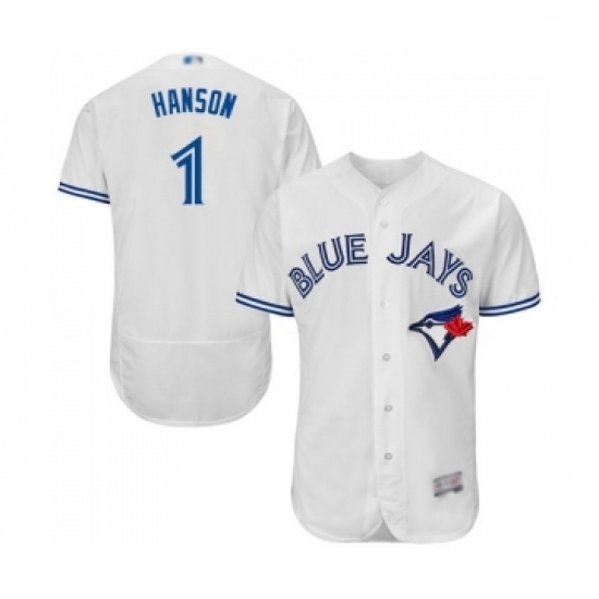 Mens Toronto Blue Jays 1 Alen Hanson White Home Flex Base Authentic Collection Baseball Jersey Mens Toronto Blue Jays 1 Alen Hanson White Home Flex Base Authentic Collection Baseball Jersey