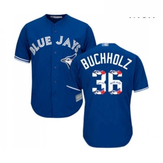 Mens Toronto Blue Jays 36 Clay Buchholz Authentic Blue Team Logo Fashion Baseball Jersey Mens Toronto Blue Jays 36 Clay Buchholz Authentic Blue Team Logo Fashion Baseball Jersey