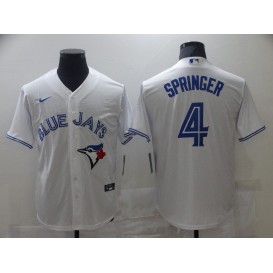 Toronto Blue Jays 4 George Springer White 2020 Nike Cool Base Jersey Toronto Blue Jays 4 George Springer White 2020 Nike Cool Base Jersey