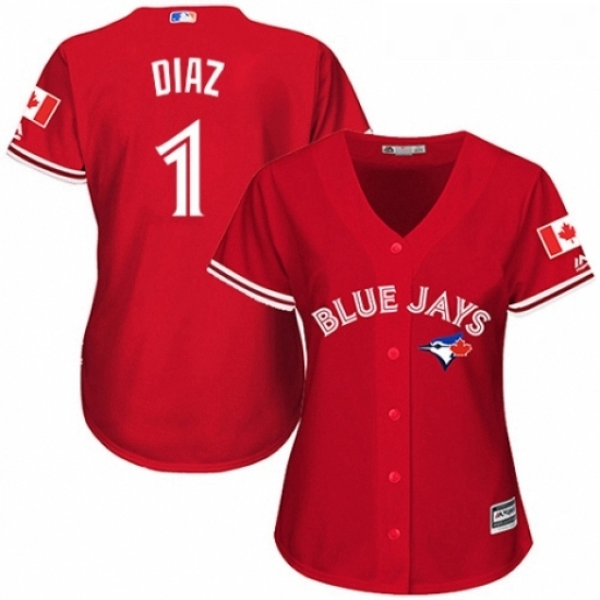 Womens Majestic Toronto Blue Jays 1 Aledmys Diaz Replica Scarlet Alternate MLB Jersey Womens Majestic Toronto Blue Jays 1 Aledmys Diaz Replica Scarlet Alternate MLB Jersey