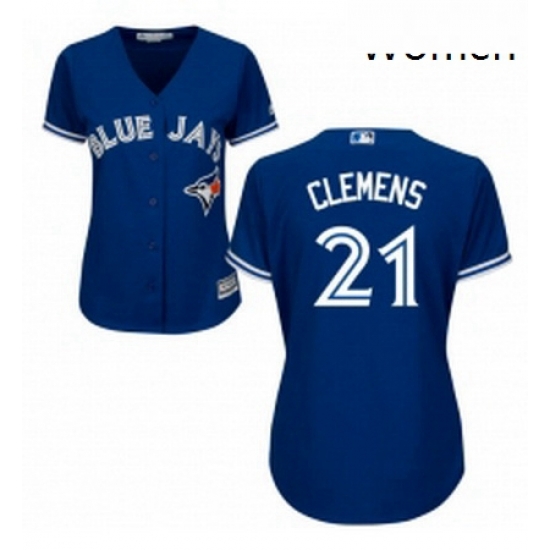 Womens Majestic Toronto Blue Jays 21 Roger Clemens Replica Blue Alternate MLB Jersey Womens Majestic Toronto Blue Jays 21 Roger Clemens Replica Blue Alternate MLB Jersey